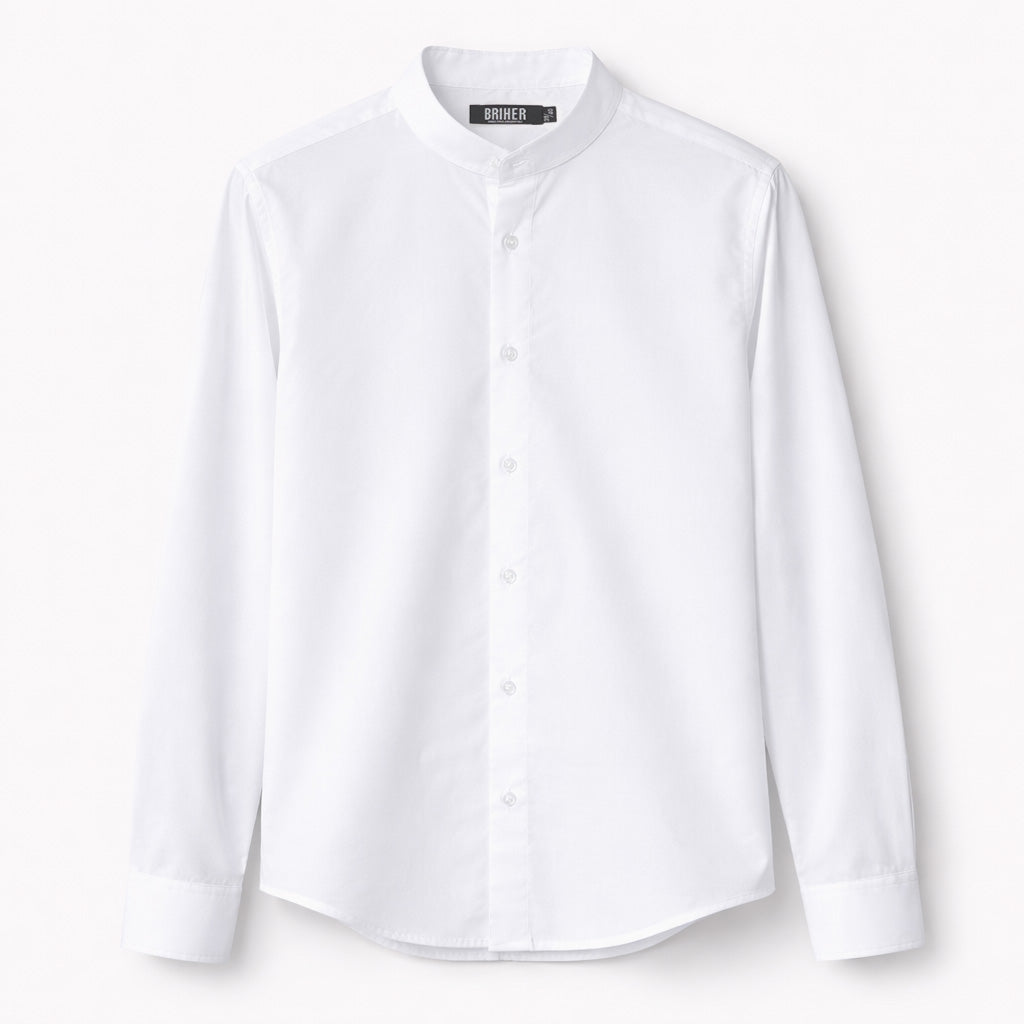 Camisa Cuello MAO Ajustada Manga Larga Elastizada