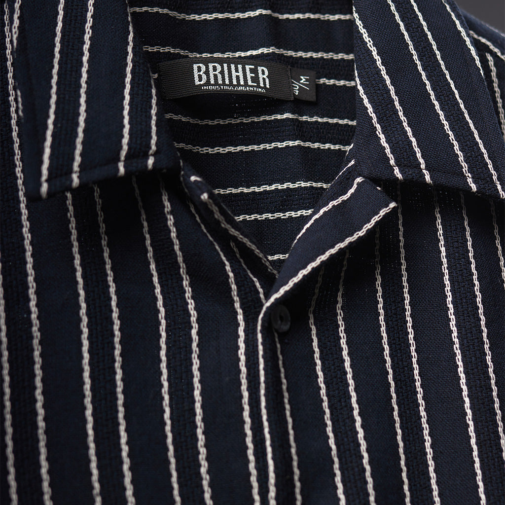 Camisa "MILO" Crochet Liso Azul Oscuro